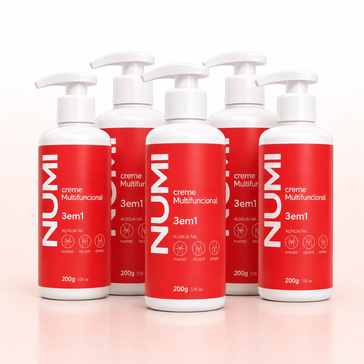 Kit 5 potes do creme NUMI 3 em 1